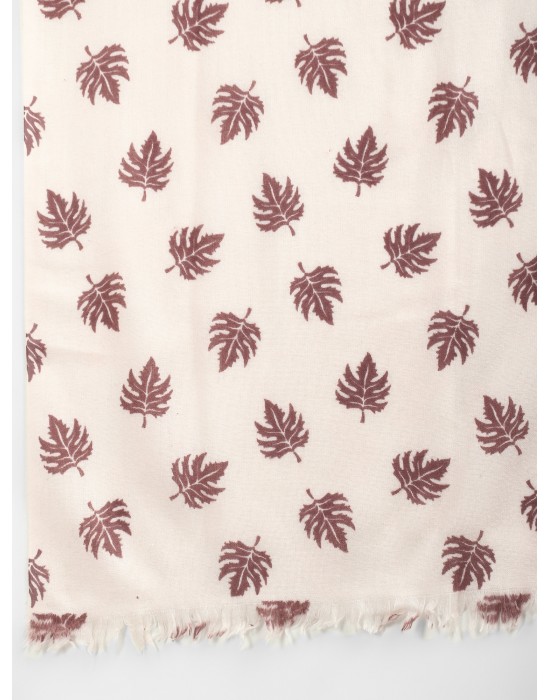 women flower print design stole cream